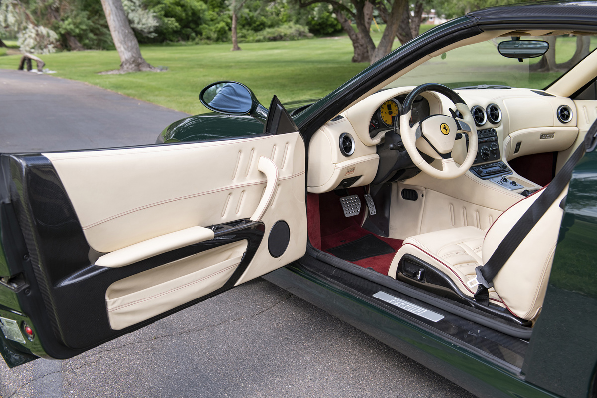 Interior of 2005 Ferrari Superamerica offered at RM Sotheby’s Monterey live auction 2022