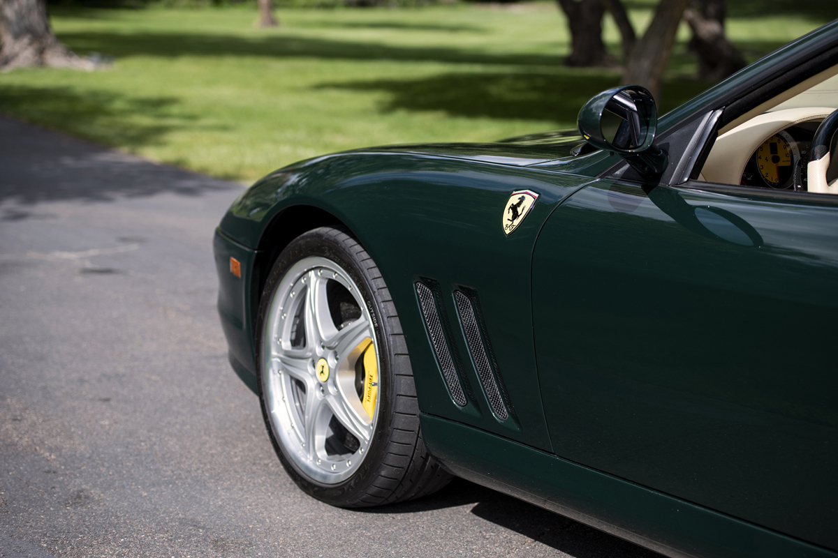 Front tire of 2005 Ferrari Superamerica offered at RM Sotheby’s Monterey live auction 2022