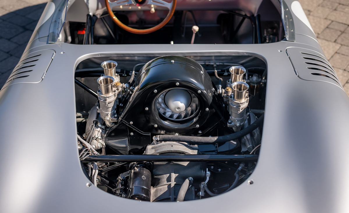 Engine of 1959 Porsche 718 RSK Werks Spyder offered at RM Sotheby's Monterey live auction 2022