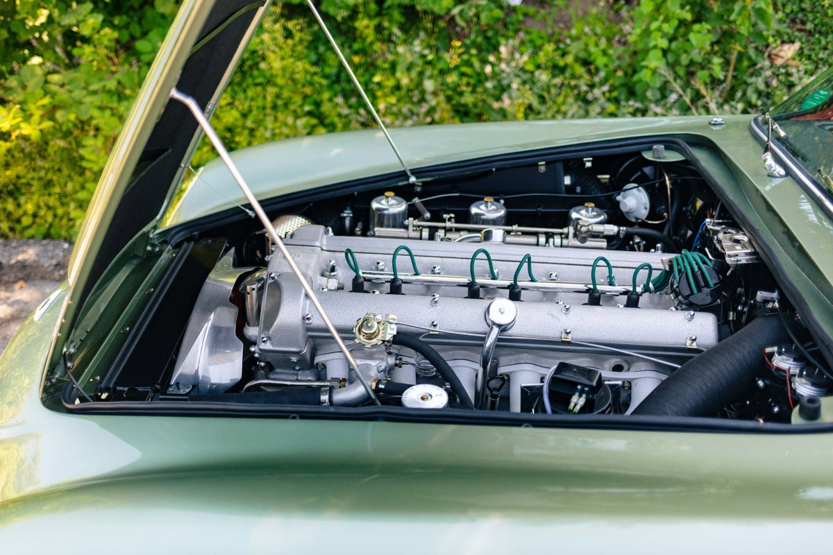 Engine of 1965 Aston Martin DB5 Convertible offered at RM Sotheby’s St. Moritz live auction 2022