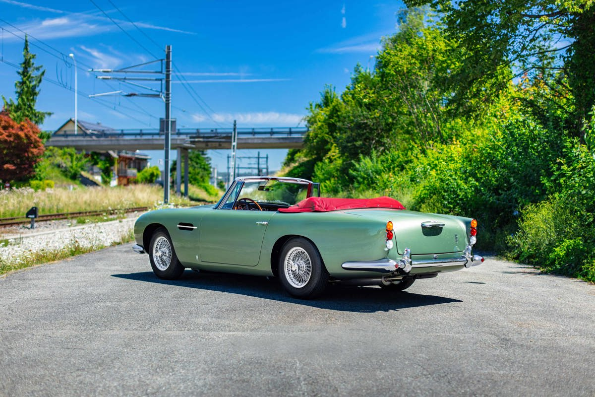 Rear of 1965 Aston Martin DB5 Convertible offered at RM Sotheby’s St. Moritz live auction 2022