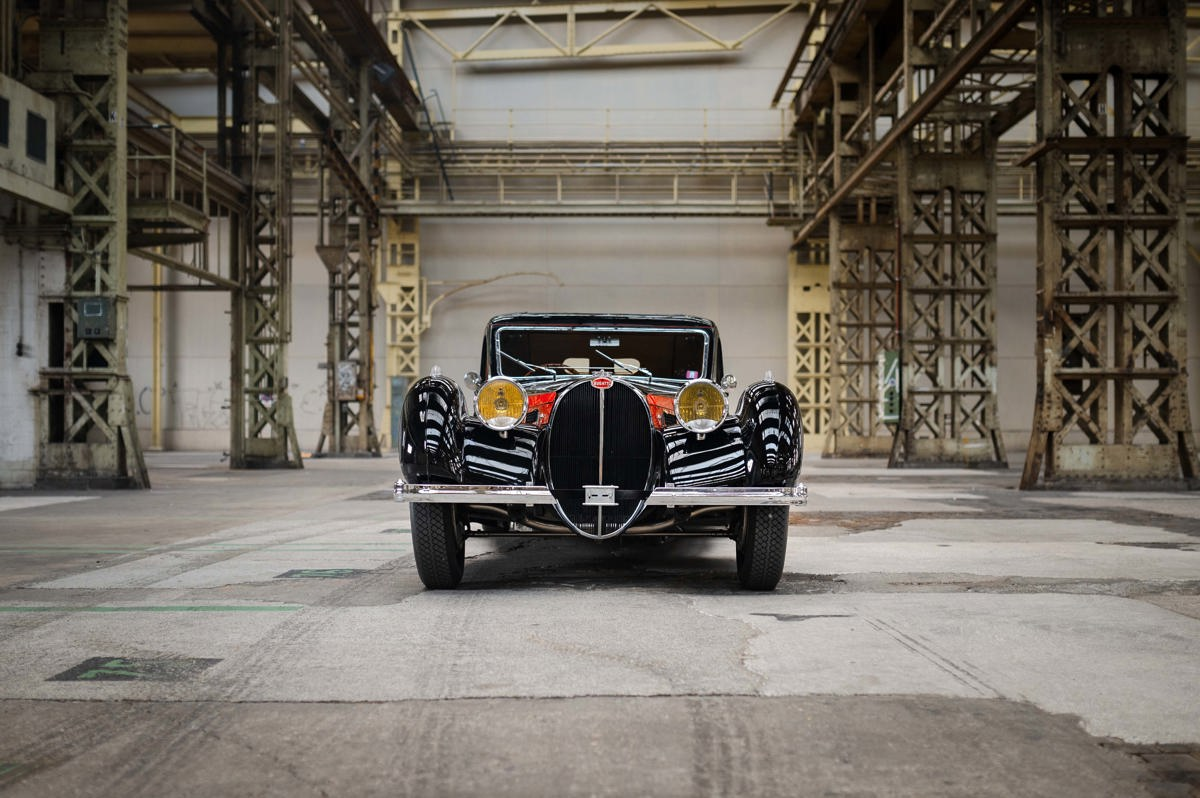 Front of 1936 Bugatti Type 57S Atalante offered at RM Sotheby's St. Moritz live auction 2022