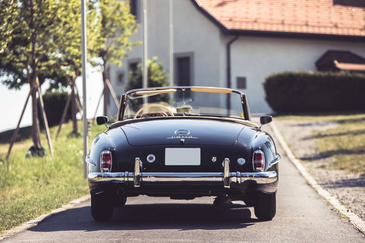 Rear of 1957 Mercedes-Benz 190 SL offered at RM Sotheby’s St. Moritz live auction 2022