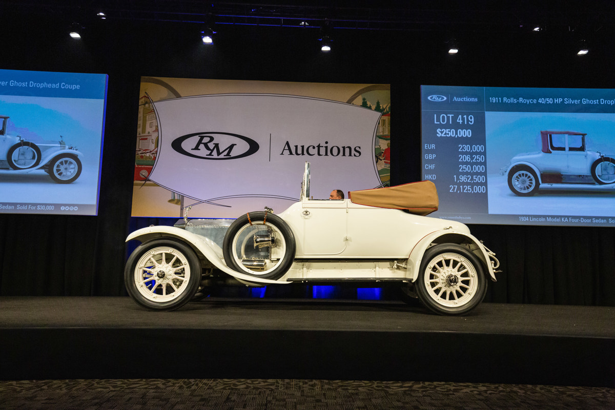 1911 Rolls-Royce 40/50 HP Silver Ghost Drophead Coupe by Barker offered at RM Sotheby’s Hershey live auction 2019